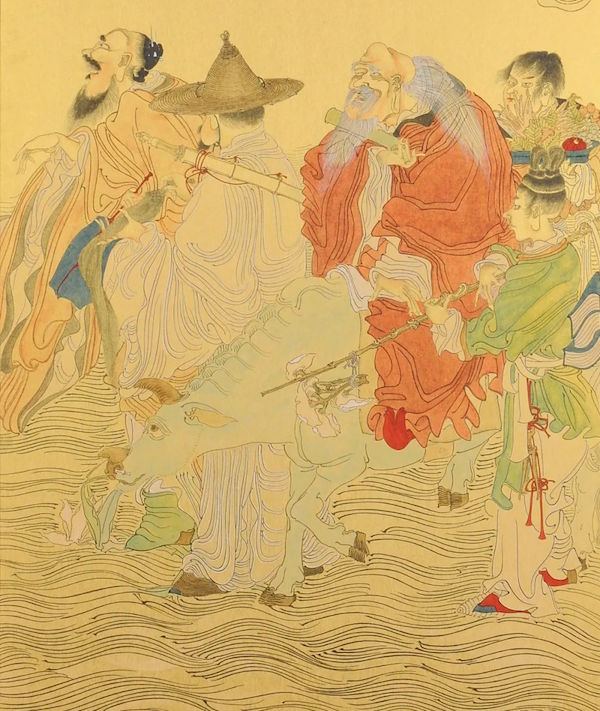 《任伯年群仙祝寿图》第一屏局部