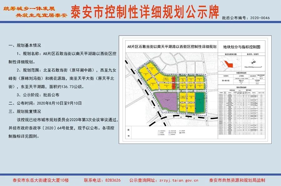 已批复超详细涉及天平湖黄前镇等泰安一大批规划公示