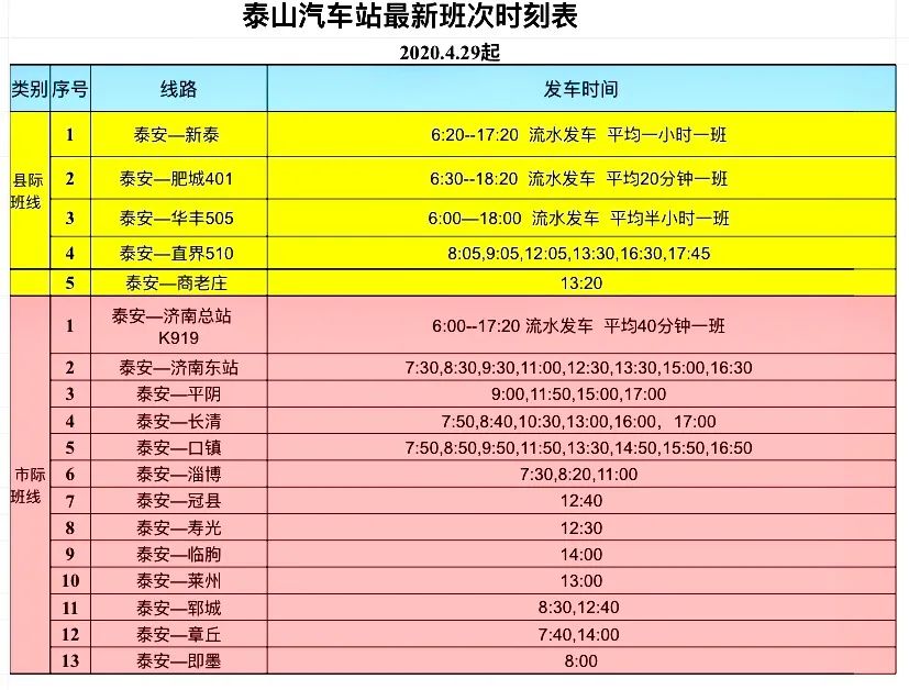 泰安汽车总站"五一小长假"增加发车班次!附详细时刻表