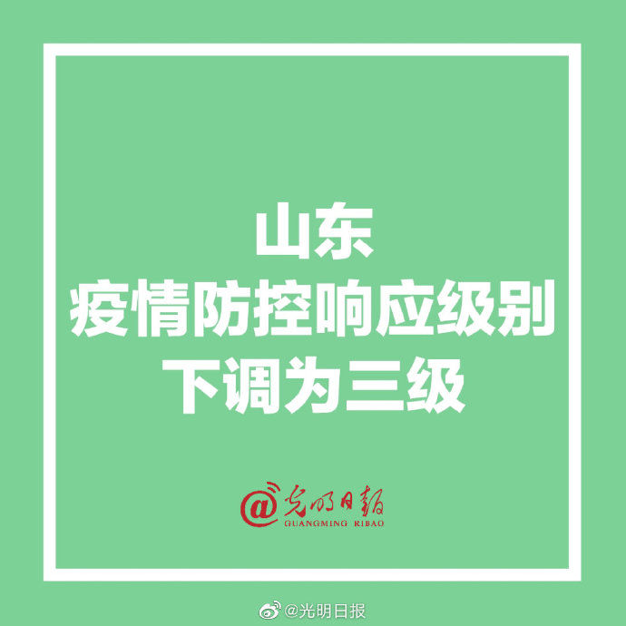 山东疫情防控响应级别下调为三级