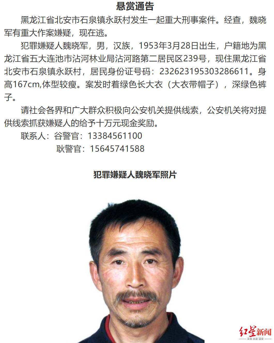 现住黑龙江省北安市石泉镇永跃村,居民身份证号码:232623195303286611