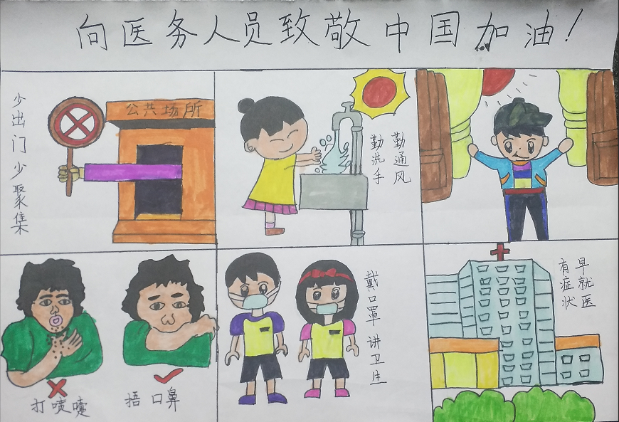 枣庄这些小学生用书画为抗"疫"加油