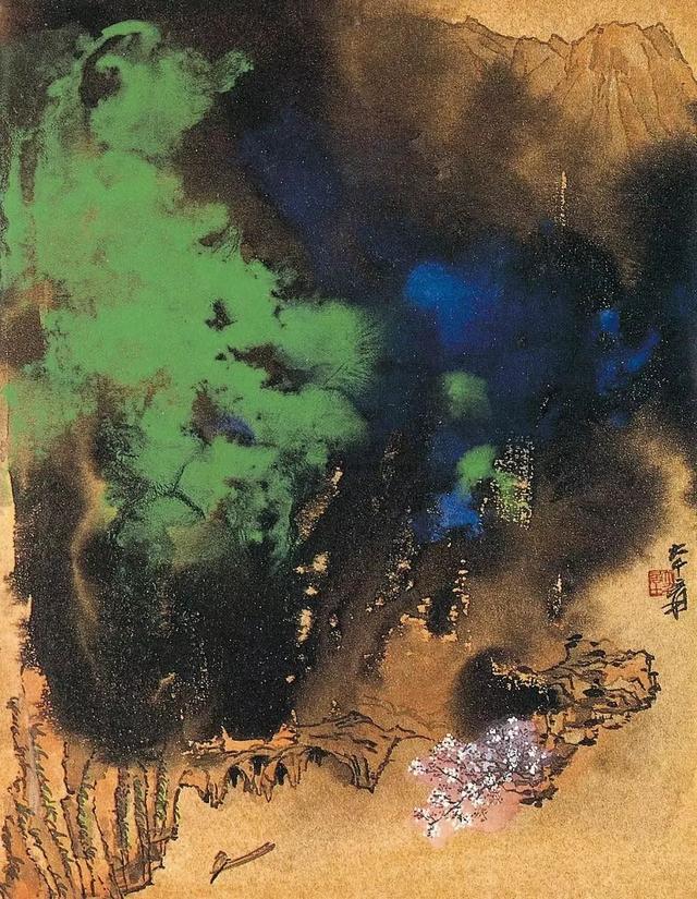 绝美张大千的泼彩山水