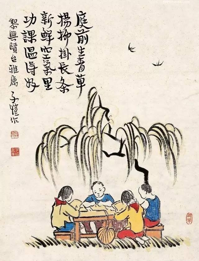 丰子恺画里的那些诗词,春意盎然!