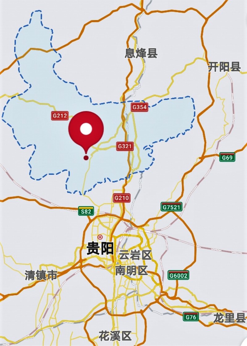 【图说:修文县(红点处)今天为贵阳市所辖,境内有省级阳明风景名胜区】