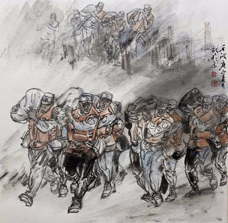 热点著名军旅画家陆千波创作抗洪系列组画向军人致敬