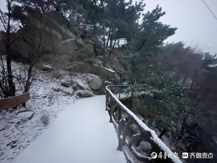 沂蒙最高峰飘起了雪花，沂蒙山龟蒙景区迎来今冬第一场雪