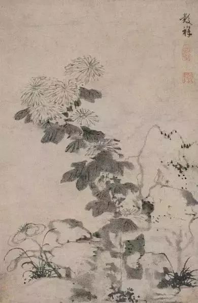 明 陈淳(1438-1544)菊石图 扇面 明 陈淳(1438-1544)菊丛飞蝶图 南宋