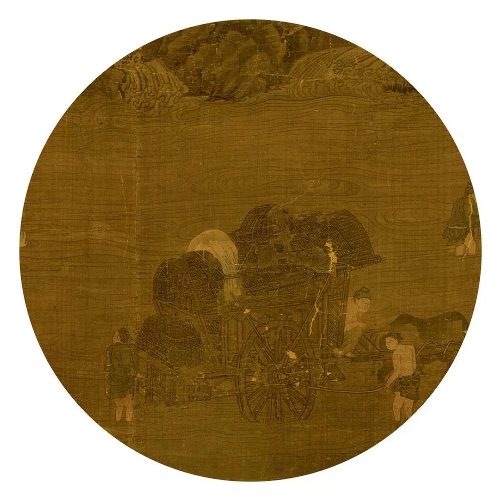 读画山溪水磨图令人惊叹的大型溪水磨坊的劳作场面