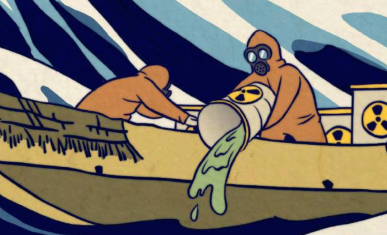 抗议核污染水排海,日本插画师画了幅《神奈氚冲浪里》