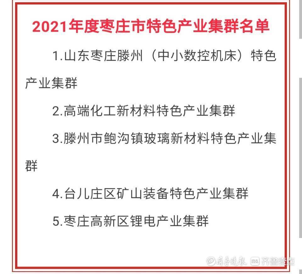 喜讯！2021年度枣庄市特色产业集群名单公示