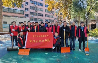 市行政审批服务局党员志愿服务队到“双报到”社区清扫积雪