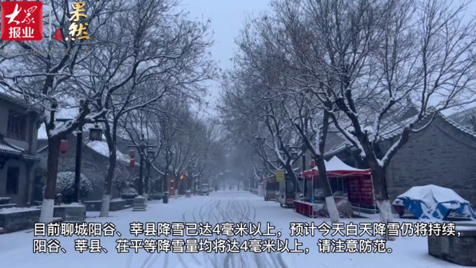 果然视频丨聊城发布暴雪蓝色预警信号，记者现场直击