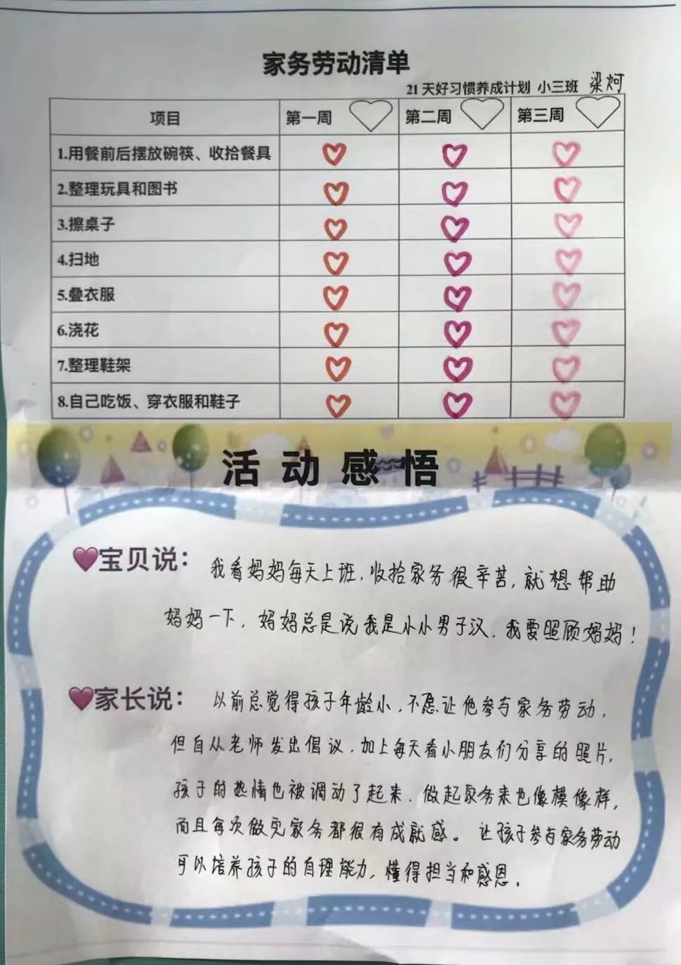 孩子一天的当家计划表图片