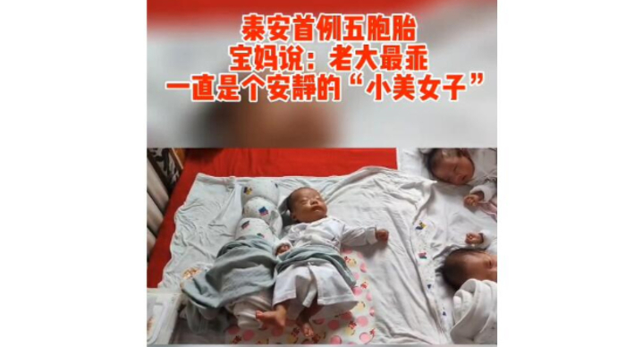 泰安首例五胞胎，宝妈说：老大最乖，一直是个安静的“小美女子”