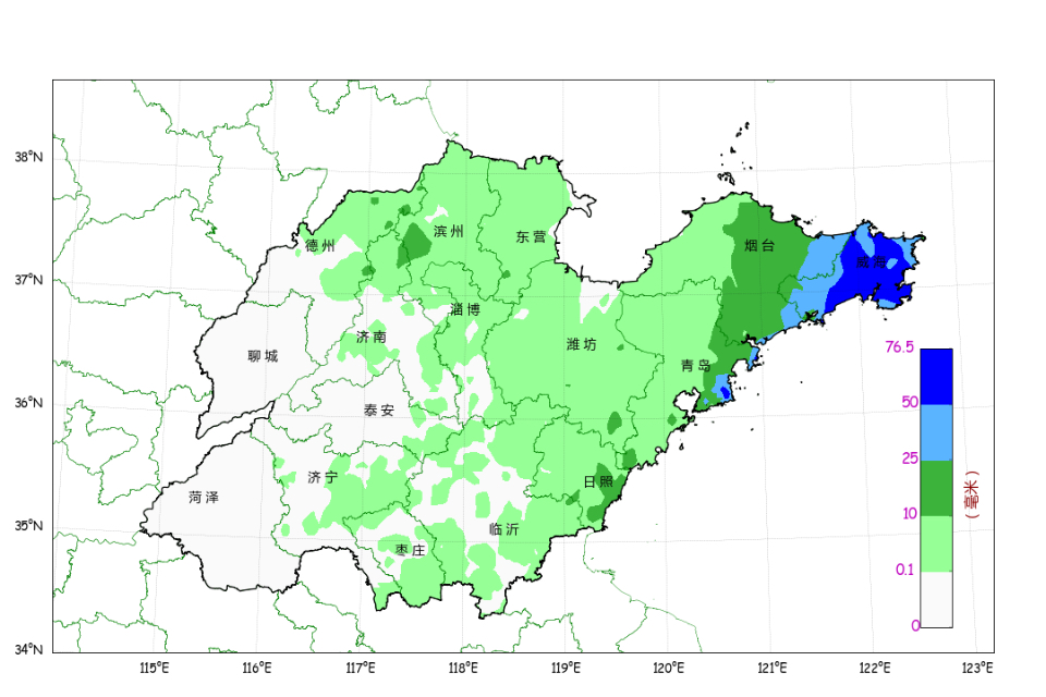 台风梅花20时30分已在浙江舟山登陆，今夜山东东部有明显降雨
