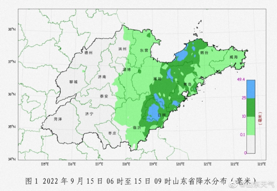 台风“梅花”持续影响山东，今日多市出现降水，日照莒县雨量最大
