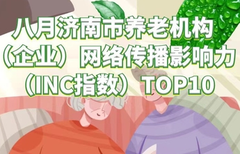 指数解读|8月济南市养老机构（企业）网络传播影响力指数发布