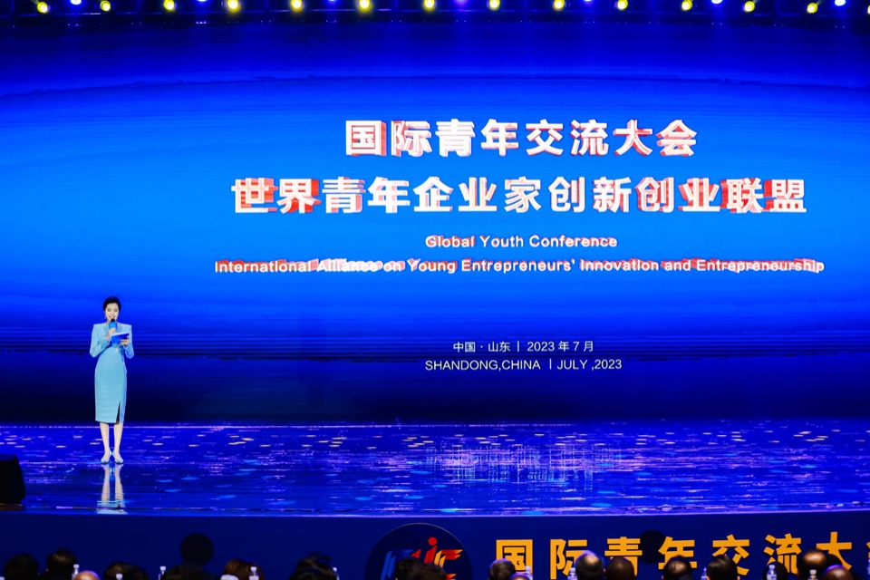 国际青年交流大会开幕式现场，发起这两个国际组织