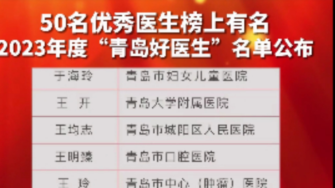 果然视频｜50名优秀医生获评2023年度“青岛好医生”