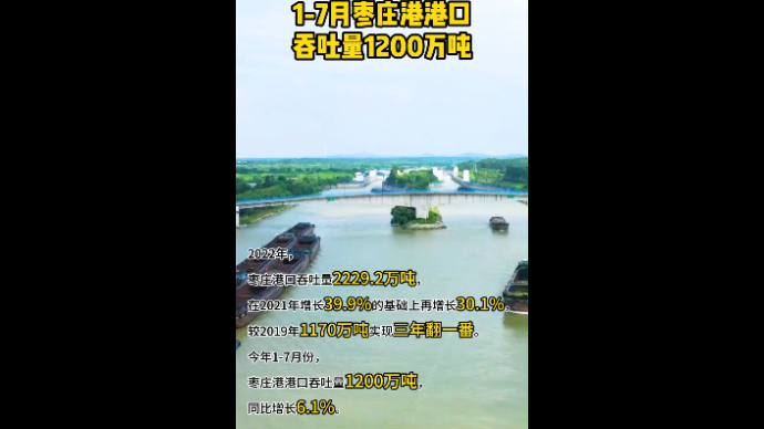 通江达海好“运”来 1-7月枣庄港港口 吞吐量1200万吨