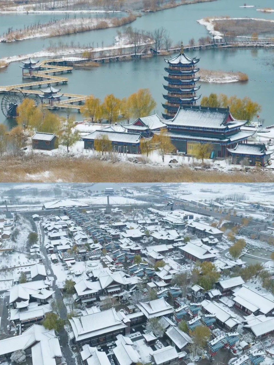 雪落泰安！堪称大自然巅峰之作！