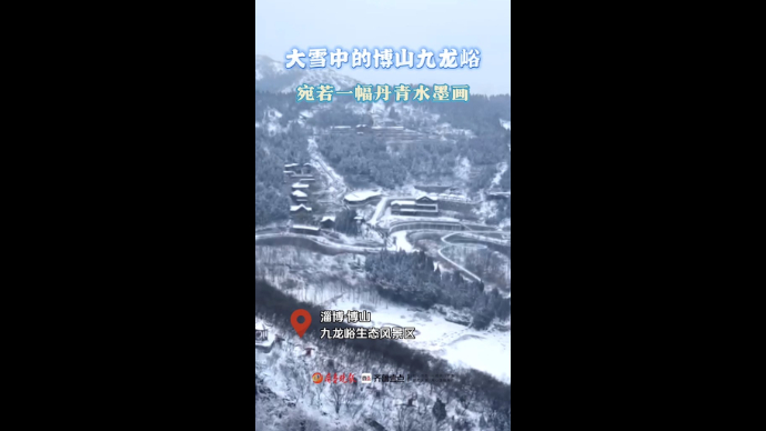 大雪中的博山九龙峪，宛若一幅丹青水墨画