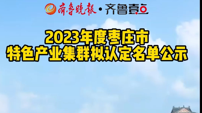 2023年度枣庄市特色产业集群拟认定名单公示