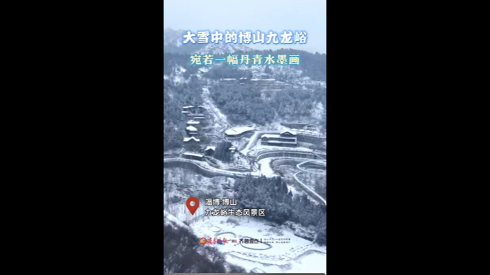 大雪中的淄博博山九龙峪，宛若一幅丹青水墨画