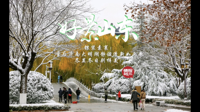 果然视频·好景山东|雪后济南大明湖银装素裹，静谧清新别样美