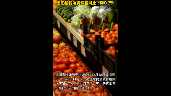 2023年11月份枣庄居民消费价格同比下降0.7%