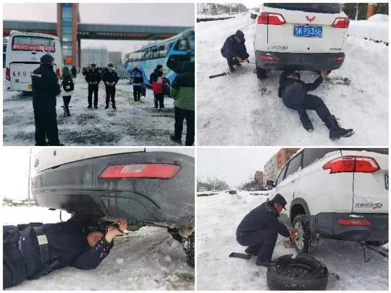 雪天爆胎司机手足无措，辅警帮忙换胎温暖人心