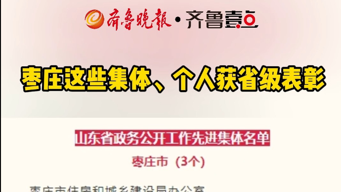 枣庄这些集体、个人获省级表彰