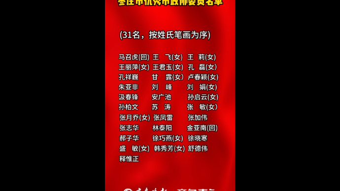 枣庄市优秀市政协委员名单