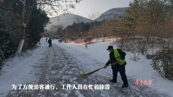 果然视频|雪打红灯笼，佛慧山上一片忙