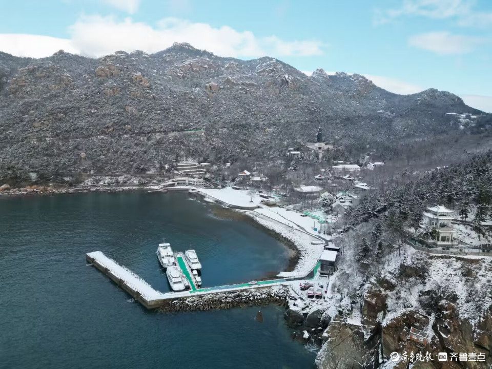 树梢“银花绽放”，白雪覆盖下的崂山风景区别具韵味