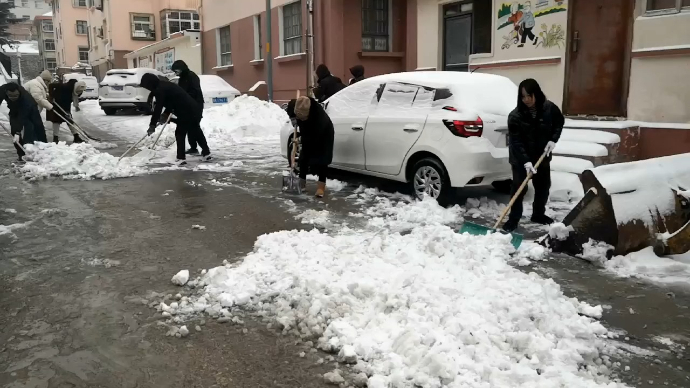 果然视频 | 环翠楼街道塔中社区闻雪而动保畅通