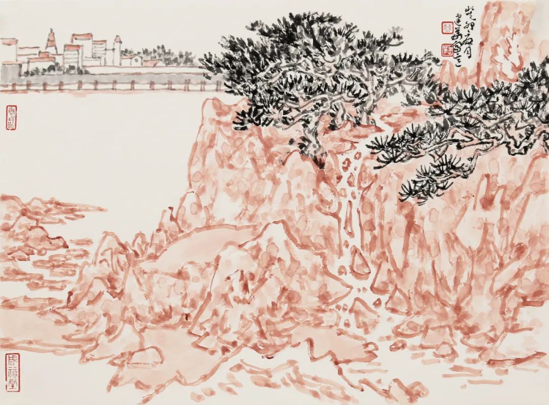 写生》 65×45cm林容生 《青岛八大关滨海绿道写生》65×45cm邱振亮