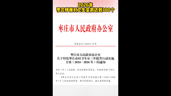 2026年 枣庄样板村卫生室将达到300个