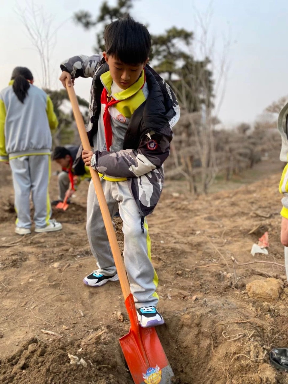  “绿色小分队”出发！临沂第五实验小学各中队积极参加植树活动