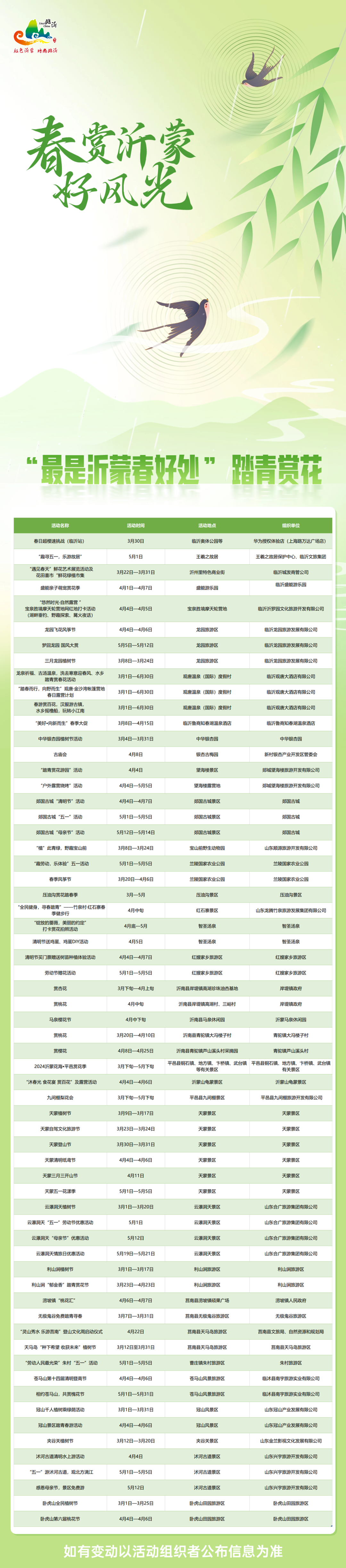 建议收藏！200余项春日文旅大餐助力“春赏沂蒙好风光”