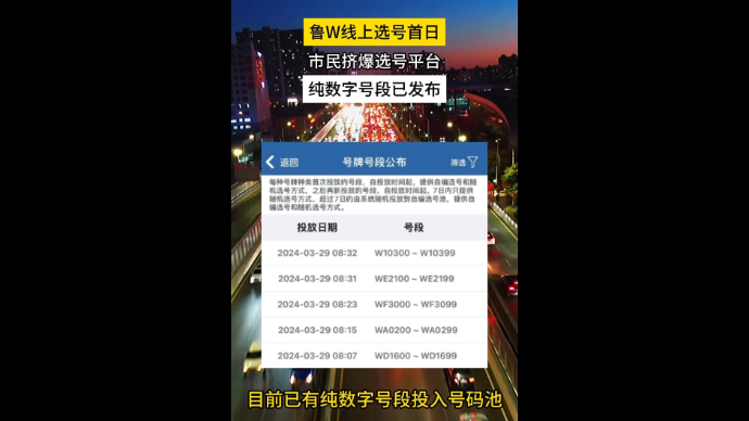 鲁W放号首日，选号平台被挤爆，纯数字号段已发布