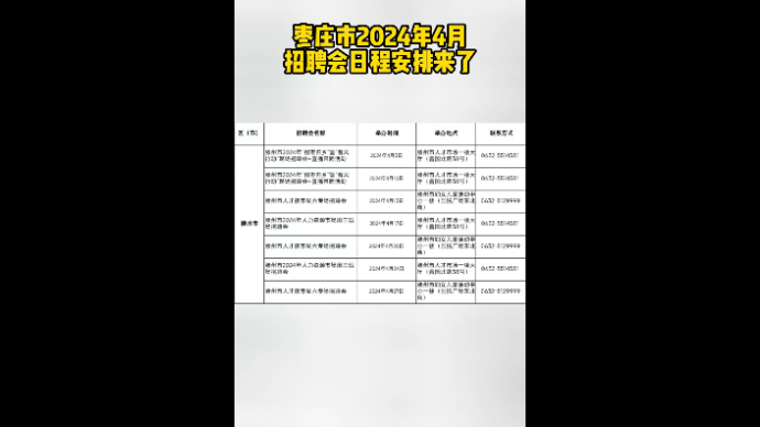 枣庄市2024年4月招聘会日程安排来了