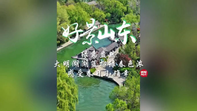 果然视频·好景山东|航拍济南大明湖绿意盎然，湖蓝柳绿春色浓！