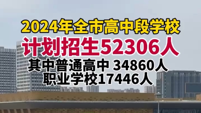 果然视频|2024年全市高中段学校计划招生52306人