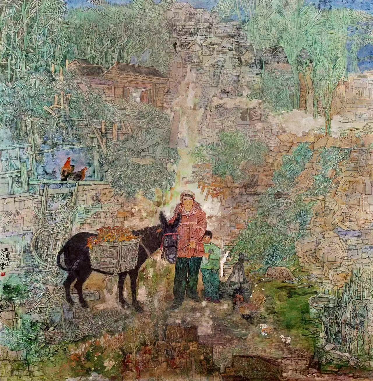 鉴赏|画家朱琳博和她的乡土岩彩画