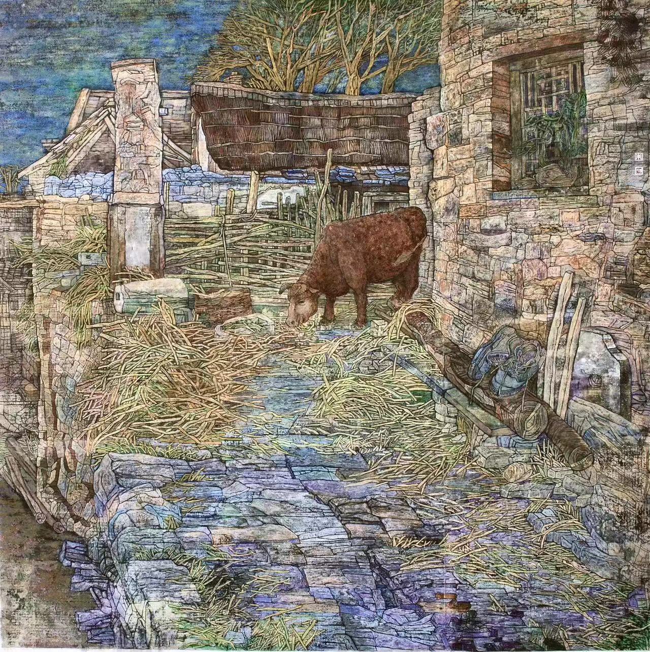 鉴赏|画家朱琳博和她的乡土岩彩画