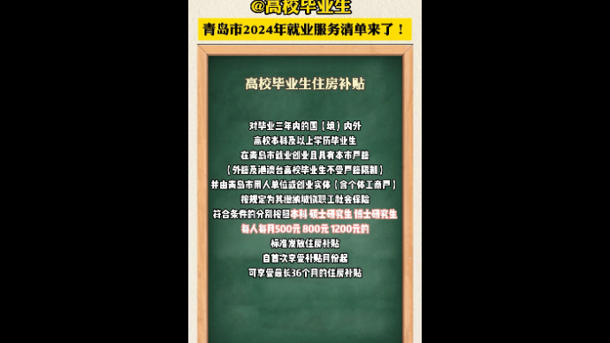 果然视频｜@ 高校毕业生，青岛市2024年就业服务清单来了