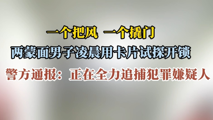 沂视频|两蒙面男子凌晨撬锁！临沂警方：全力追捕犯罪嫌疑人