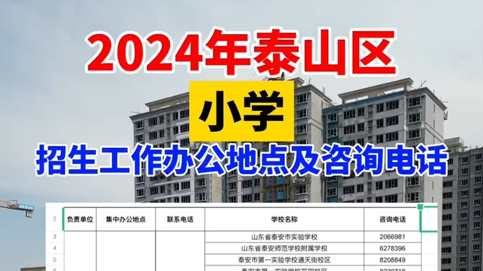 视频丨2024年泰山区小学招生工作办公地点及咨询电话